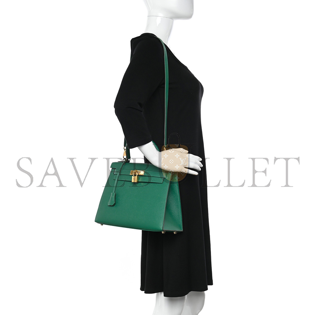 HERMÈS EPSOM KELLY SELLIER 28 VERT VERTIGO (28*22*10cm)